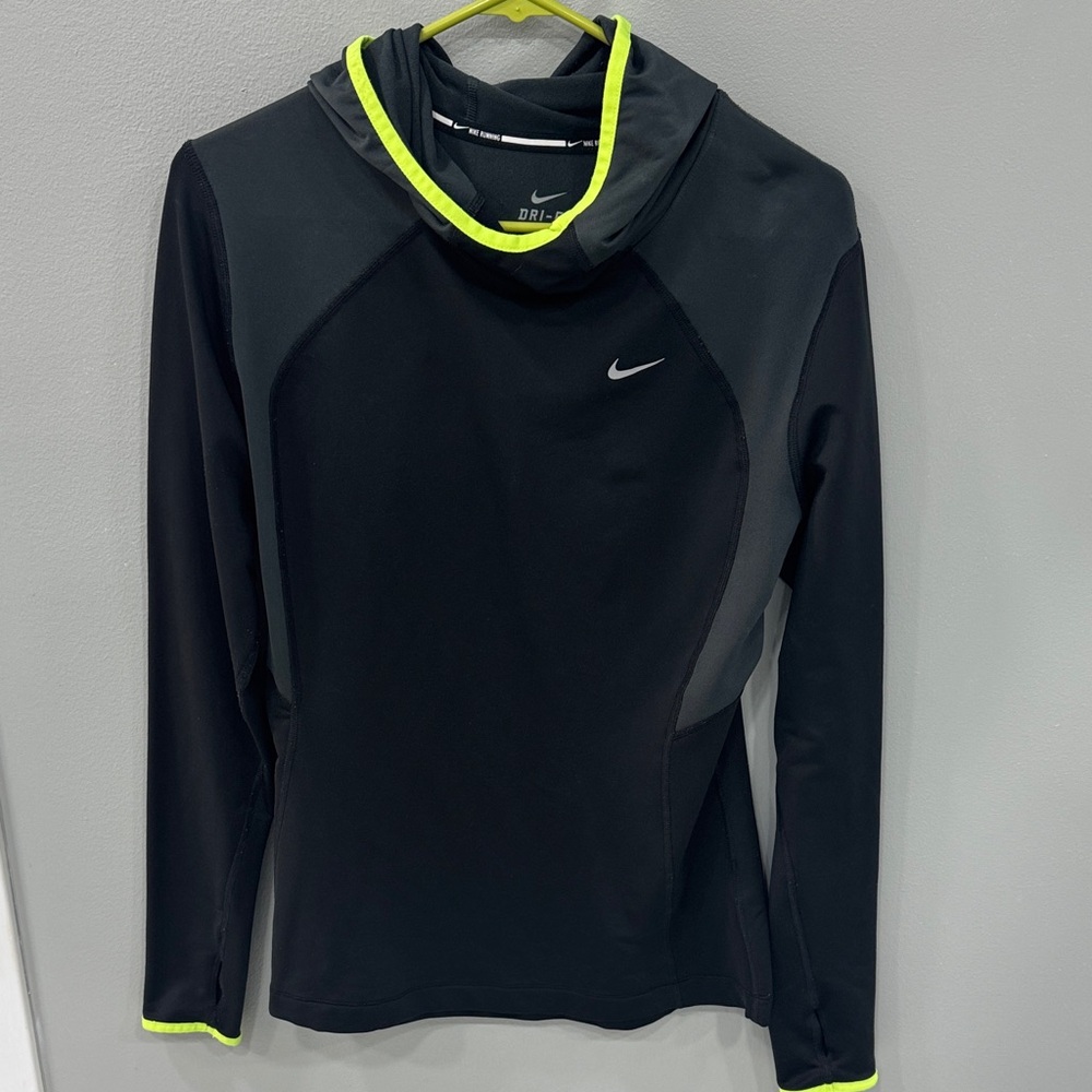 Nike Black Running pullover shirt with Neon Highlights